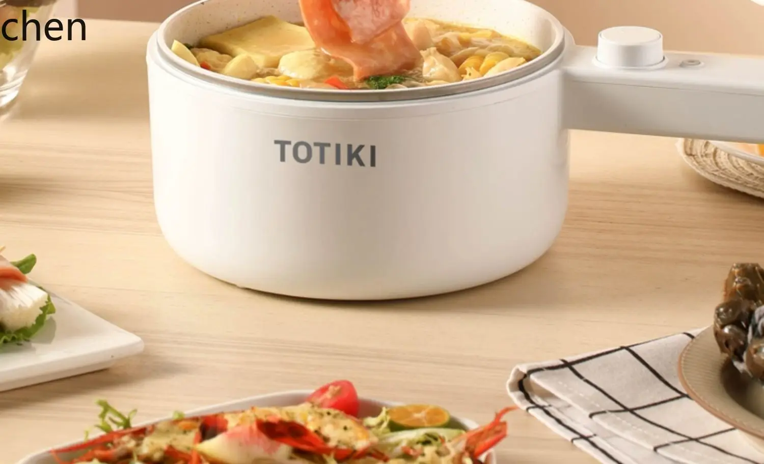 HTT Electric Cooking Pot Dormitory Student  Instant Noodle  Cooking Integrated  Small Mini Hot Pot Electric Wok