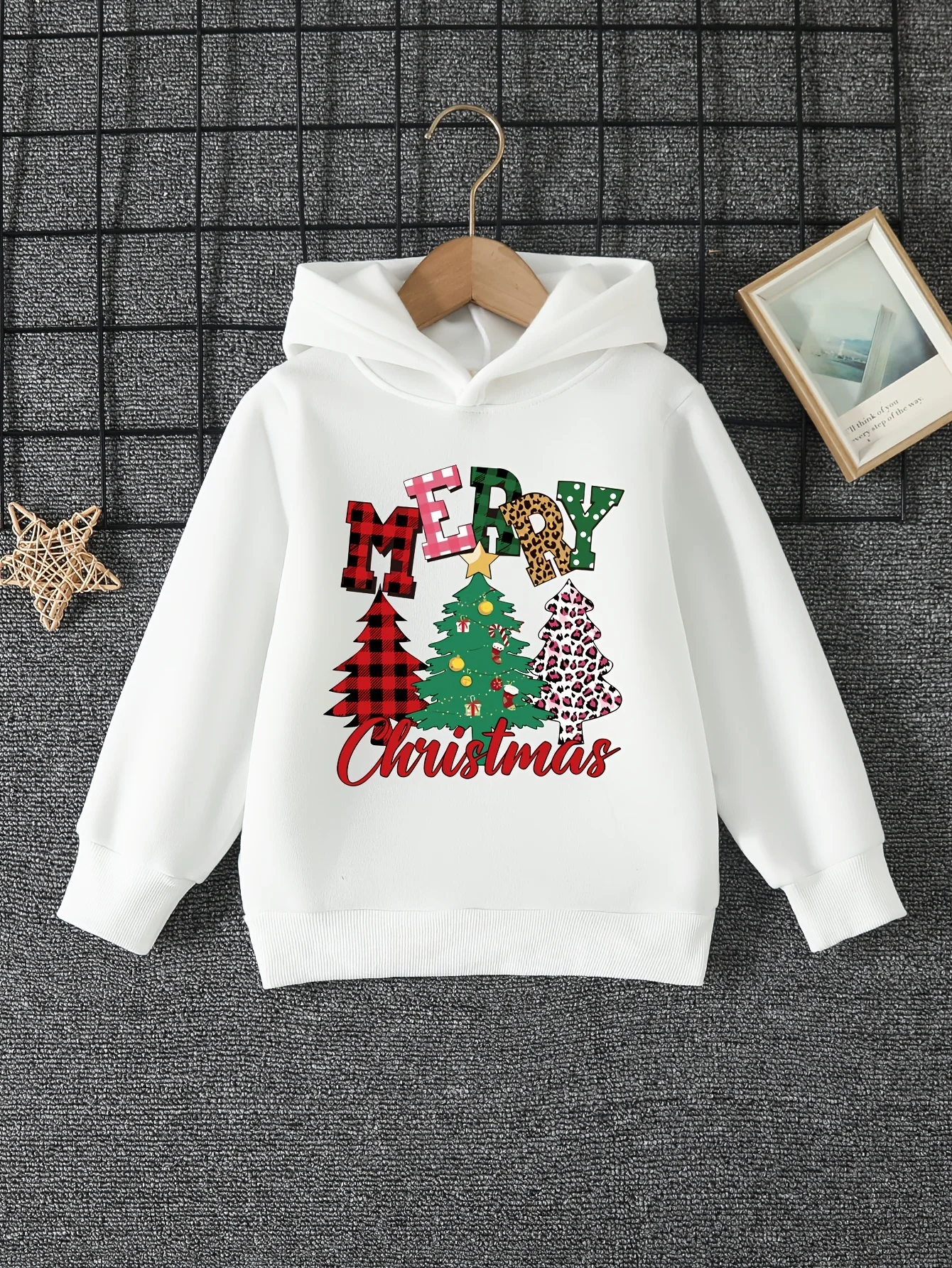 Christmas Red Letter Print Hoodie Children Casual Cute Long Slept Sporty Sweatshirt Cartoon Space Autumn Winter Girl Outdoor