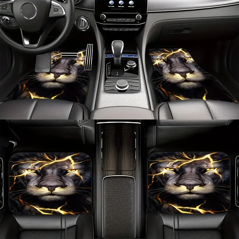 

4pcs Lion Print Car Foot Mats Set, Universal Car Foot Mats For Front And Rear Seats, Protective Mats For Front And Rear Seats, C