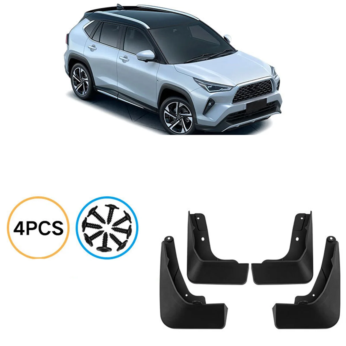 4PCS Car Mudguard Mud Flaps Splash Mud Guard Fender for Toyota Yaris Cross Non GR 2023 2024 Car Accessories