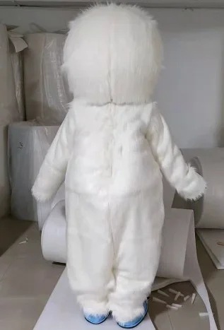 Adulto peludo branco yeti mascote traje cosplay outfit terno