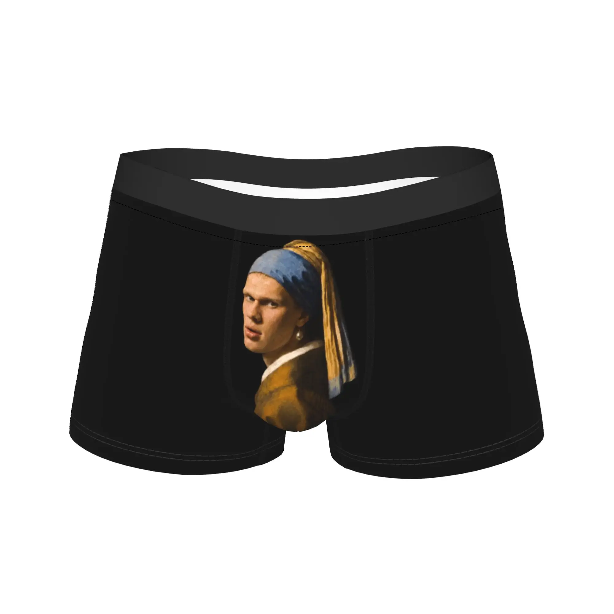 Man Haalands Meme Long Underwear Football Star Novelty Boxer Briefs Shorts Panties Male Mid Waist Underpants Plus Size