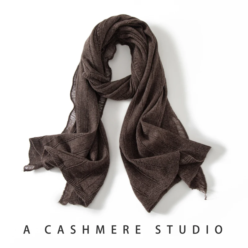 

ZYCZCXX женский зимний кашемировый шарф, длинный модный вязаный полосатый ажурный дизайн, мягкая теплая большая шаль с кисточками 175*55