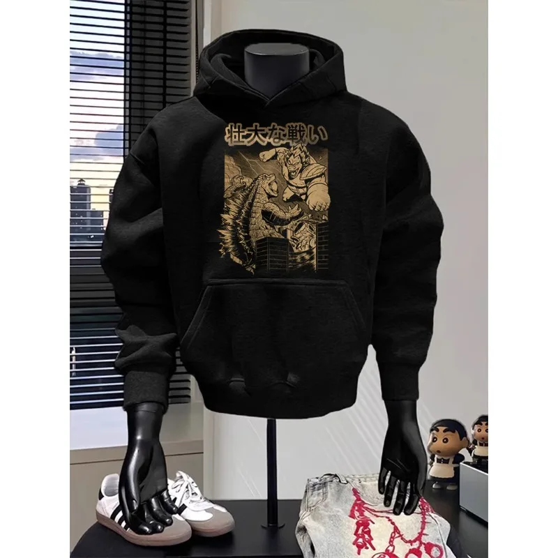 

Вегета против. Осенне-зимняя толстовка с узором Годзилла, толстовка в винтажном стиле с японским текстом для любителей фильмов-монстров