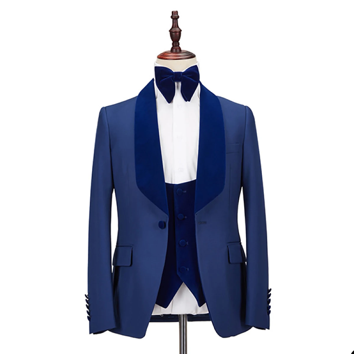 Prom Wedding Men Suits Tuxedos Shawl Lapel Pocket One Button Slim Customized 3 Pieces Groom Jacket Pants Vest Business Tailored