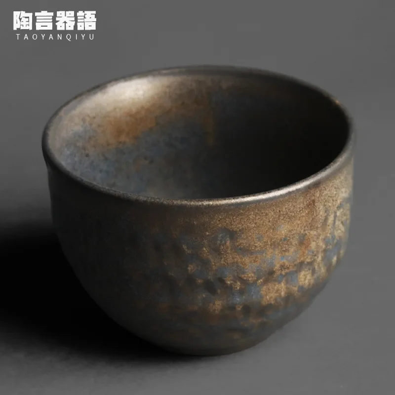 Japanese kiln roasted black gold teacup wash retro pottery Kung Fu tea ceremony multi-purpose fruit pot soup bowl wash brush was