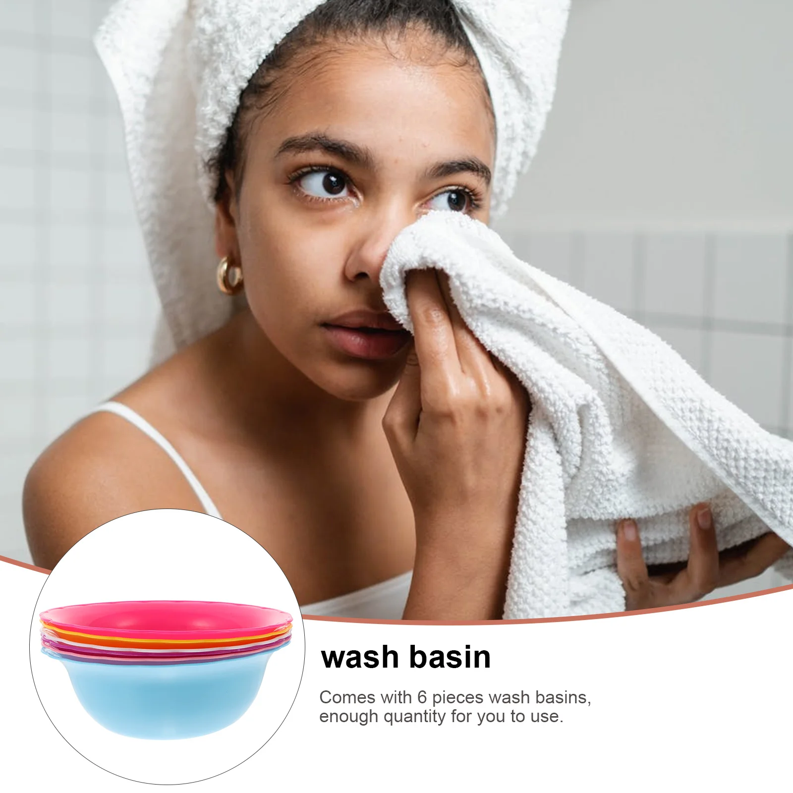 

6pcs Plastic Wash Basin 6 Colors Round Face Washing Basin For Spa Salon Kitchen Home Bathroom Vegetable Clothes Foot Care Tool