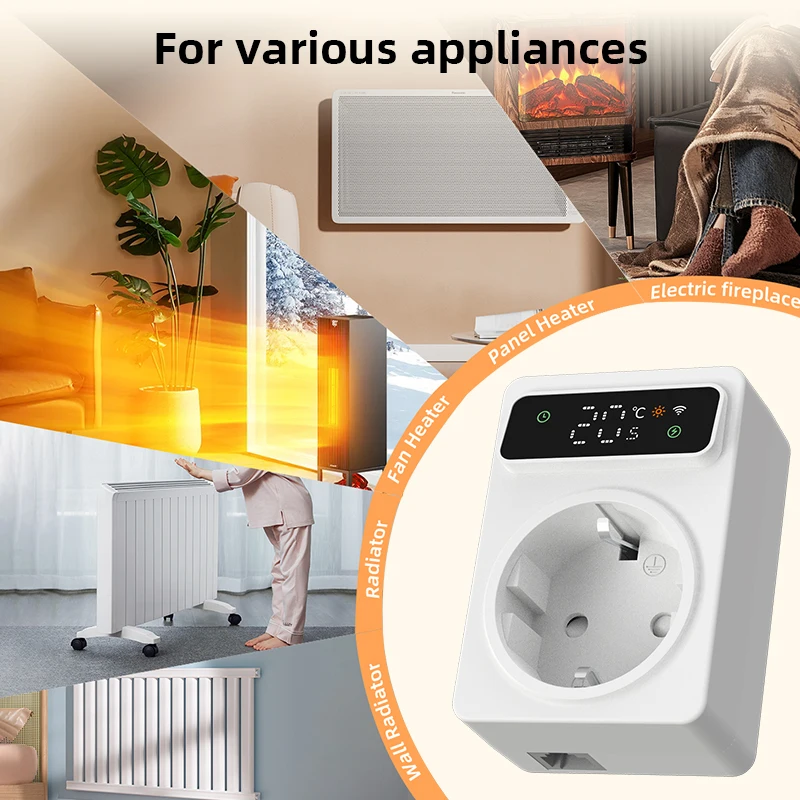 Tuya Wifi ترموستات رقمي المقبس 16A الدقة التوصيل عن بعد متحكم في درجة الحرارة الموقت التبديل التبريد التدفئة 3M NTC الاستشعار #5