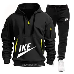 Sweatshirt Met Capuchon Voor Heren En Een Casual Joggingbroek Met Rits En Tweedelig Trainingspak Met Meerdere Zakken 2024 Nieuw