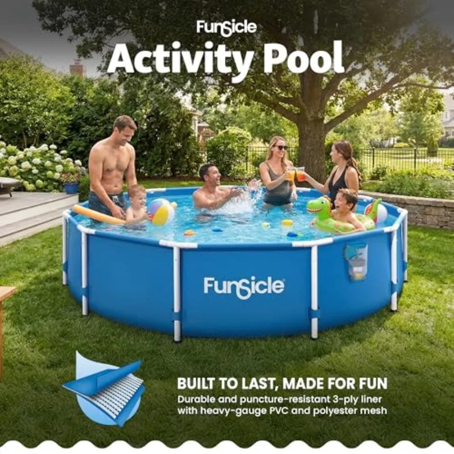 

12' x 30" Round Above Ground Swimming Pool, Includes FiltraBoost 400 GPH Filter Pump with AutoSkimmer, Type I Filter Cartridge