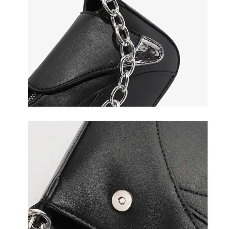 Bloom High Street Black Shoulder Bags Purse Women Hot Girls Irregular Chain Y2k Handbag Female Fashionable Crossbody Bag Сумка