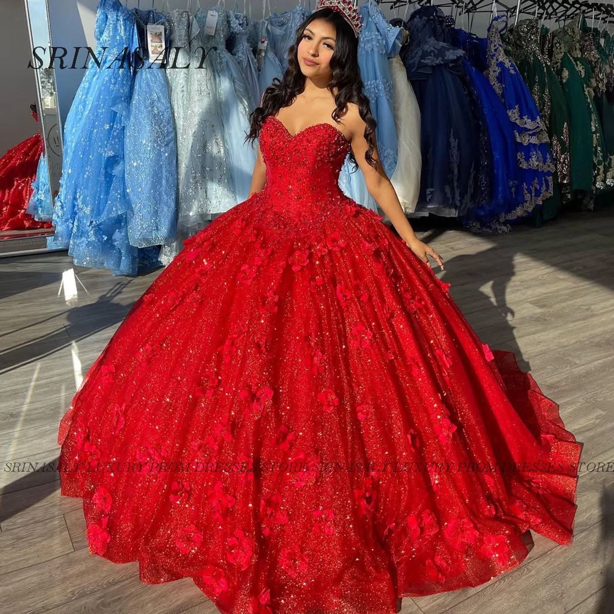 

Customized Mexican Quinceanera Dress Applique Beading Ball Gown Handmade Flower Corset Sleeveless Sweet 16 Vestidos De 15 Años