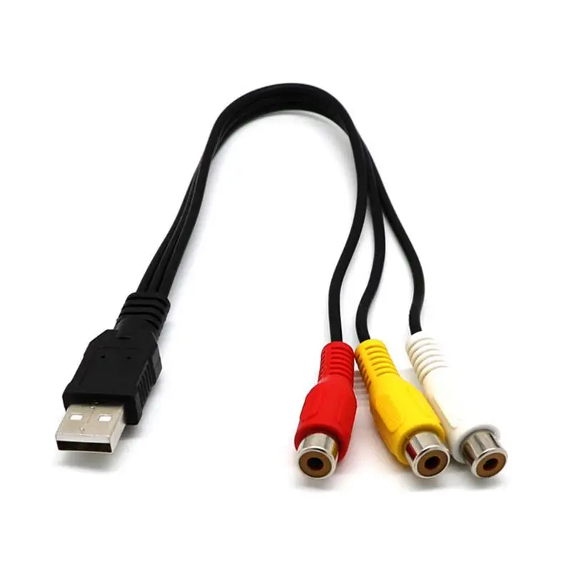 USB męski na 3RCA RGB kobiet AV Audio kabel konwertera kabel USB do 3 rca kabel Adapter