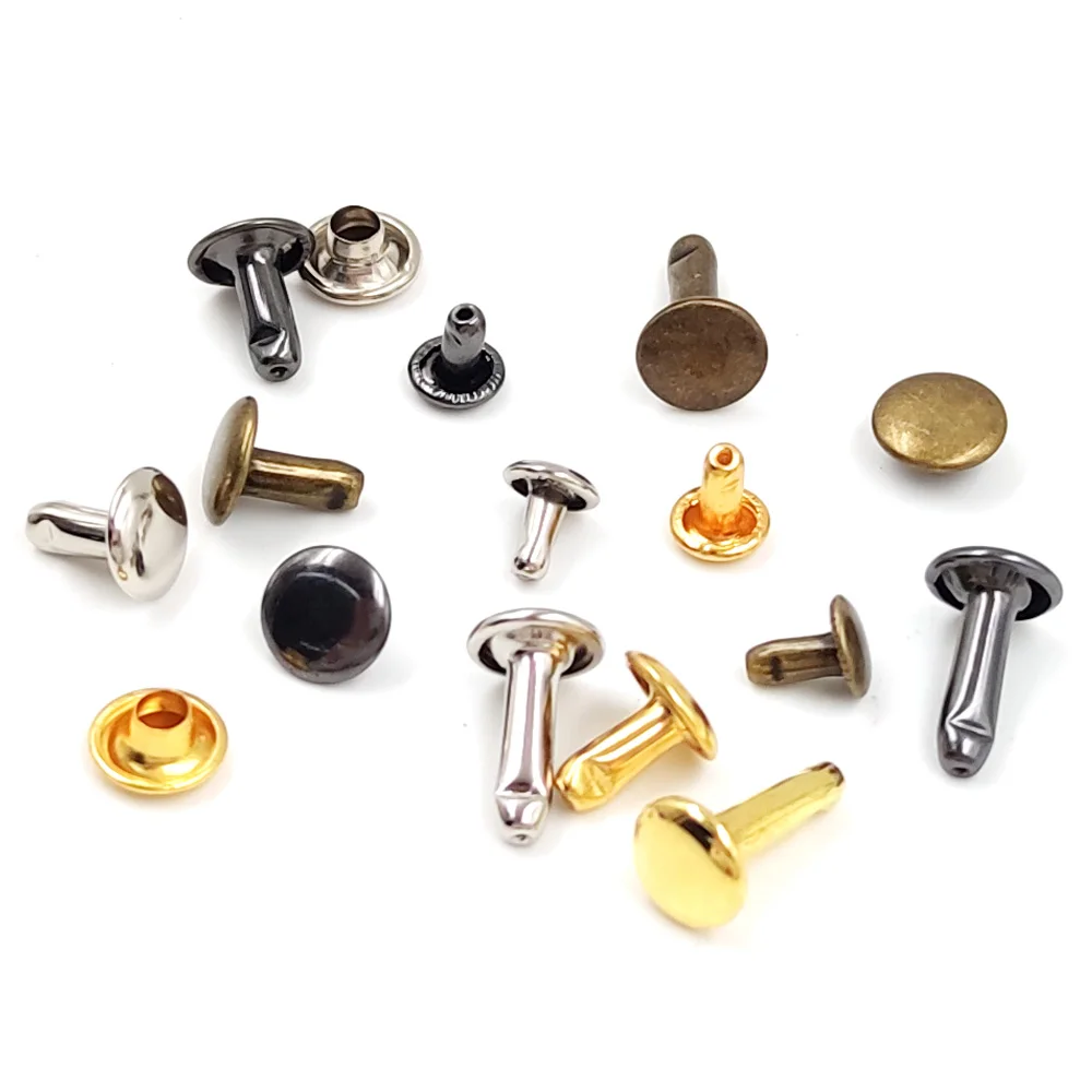 240/480Sets Metal Double Cap Rivet Stud Round Nail Spike With Tool Kits For Leathercraft DIY Shoes Bag Belt Clothing Accessories
