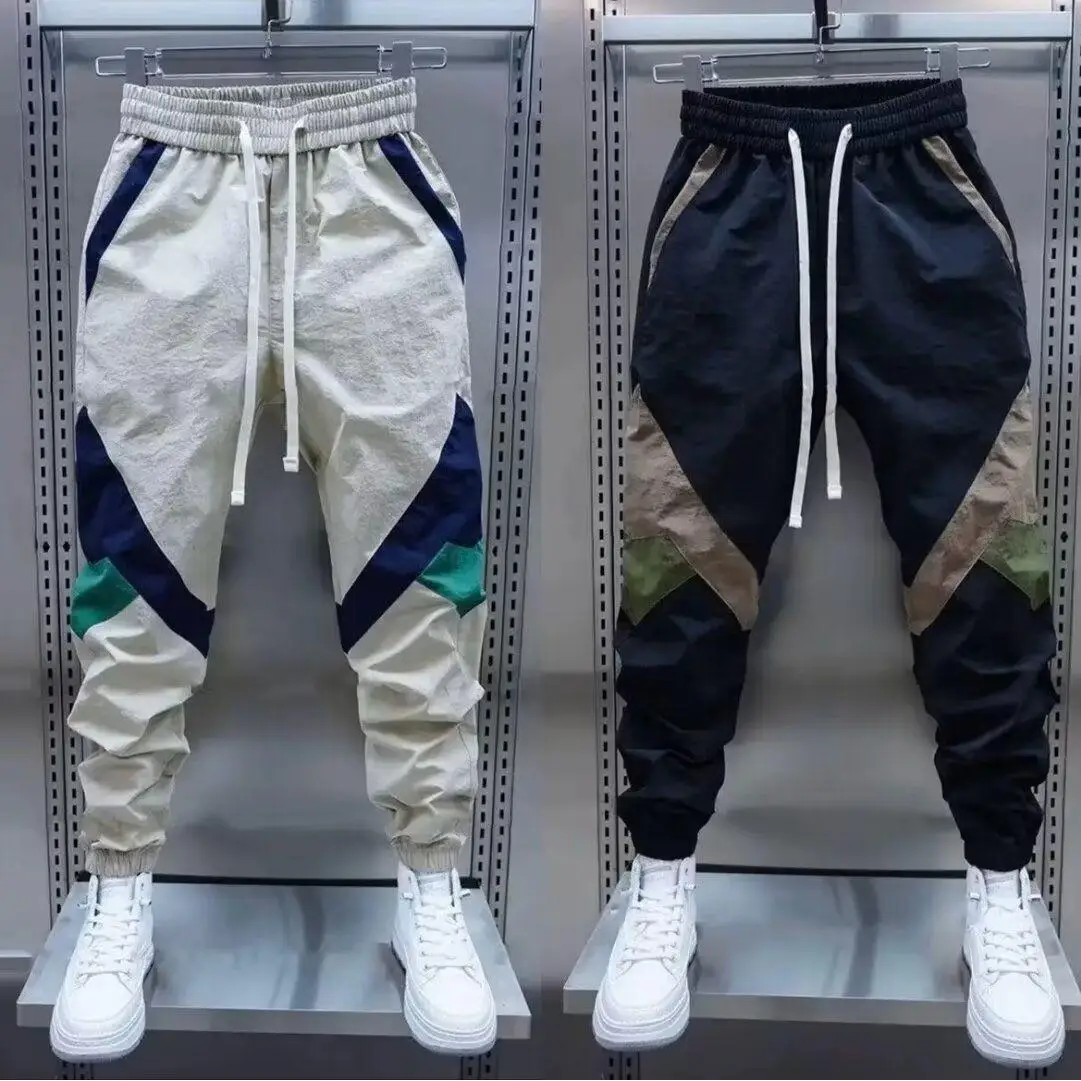 New 2026 Patchwork Ruffian Handsome Fried Street Thin Casual Men's Quick-drying Casual Pants Loose Sports Leggings Trousers