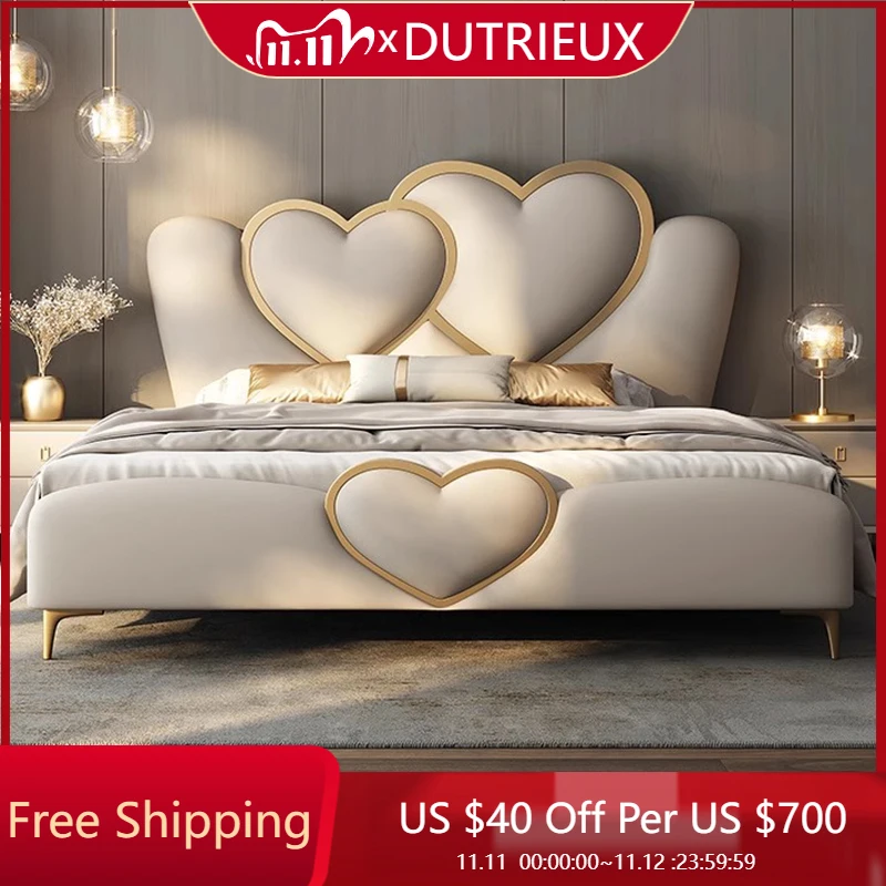 

Platform Princess Bed Comfortable Space Saving Soft Cheap Unique Trendy Luxury Queen Bed Children Beliche Modern Furniture