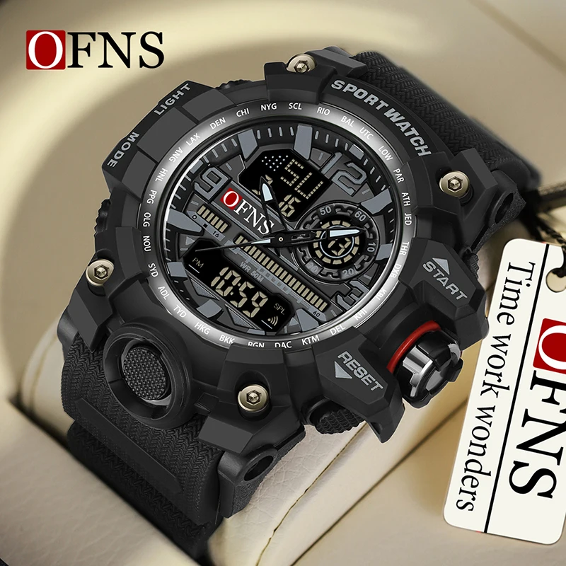 OFNS Top Luxury G Style Men\'s Sports Watches 50M Waterproof Outdoors Military Quartz Watch LED Luminous Men\'s Digital Wristwatch