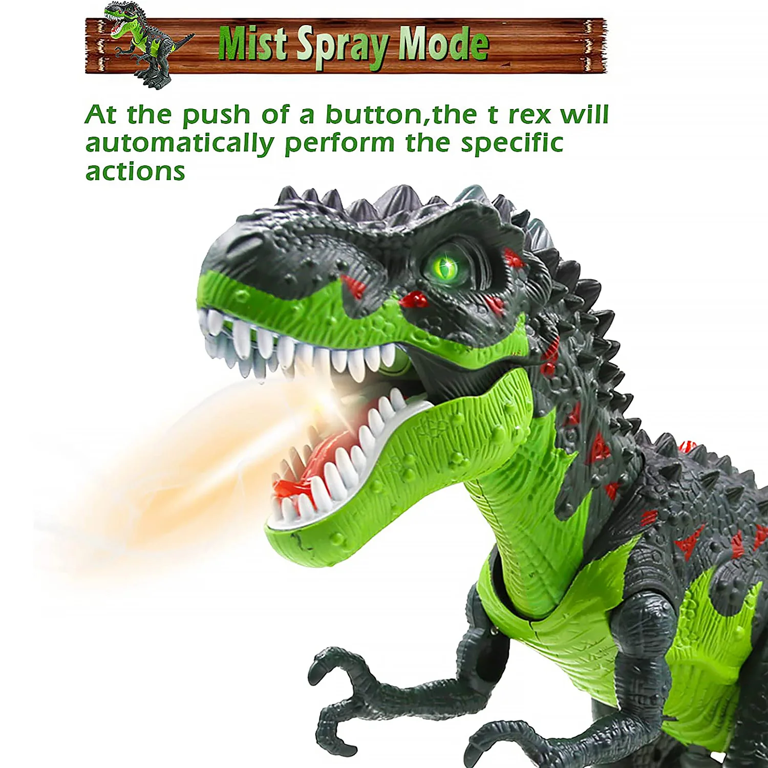 Dinosauro giocattolo che cammina T-Rex Tyrannosaurus simulato fiamma Spray uova che depongono ruggente suono giocattolo per ragazzi bambini Ages3 +