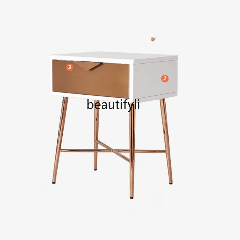 

S Iron Bedside Cabinet Simple Modern Light Luxury Nordic Locker Master Bedroom High-End Bedside Table