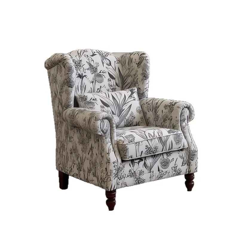 

American retro single sofa chair living room home tiger stool bedroom French casual fabric high backrest tiger chair