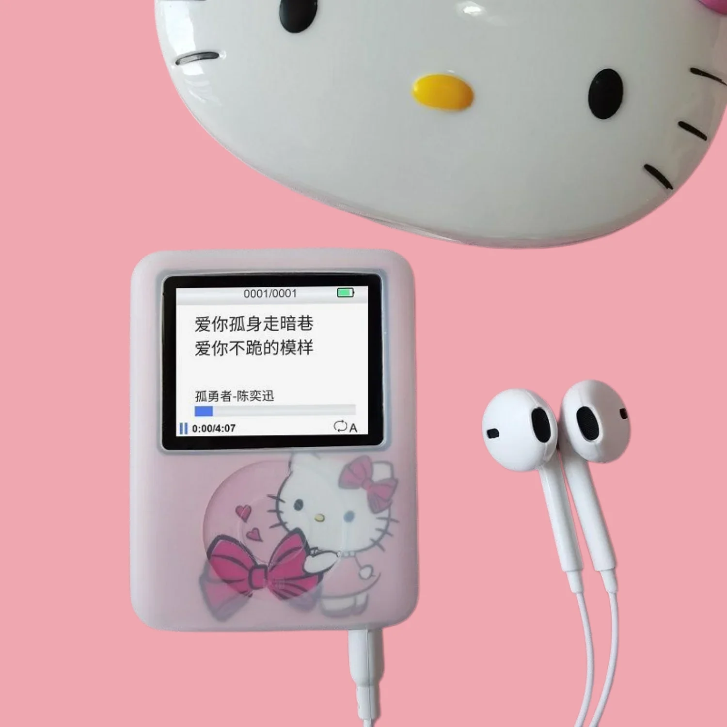 Kawaii New Sanrio HelloKitty Portable MP3 Player with Screen for Music Novels Students Running Gym Anime Cartoon Cute Holiday