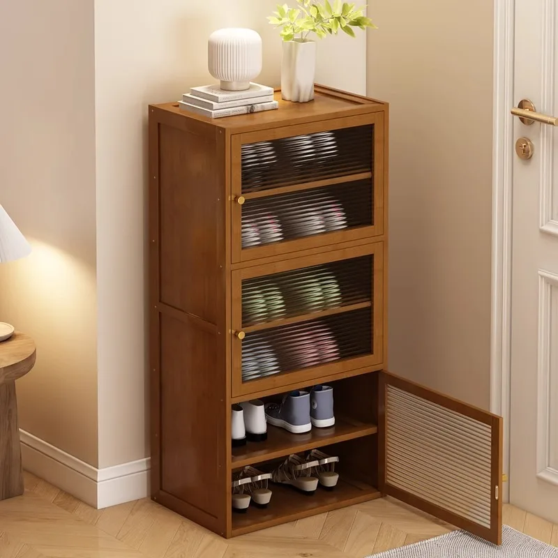 

Многослойная бамбуковая полка для обуви. Небольшие места. Хранение обуви в прихожей с пылезащитным дизайном. Шкафы для обуви. Стеллаж для хранения большой вместимости.