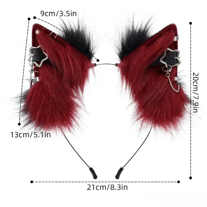 American Punk Plush Cat Ears Headband Gothic Cosplay Headwear