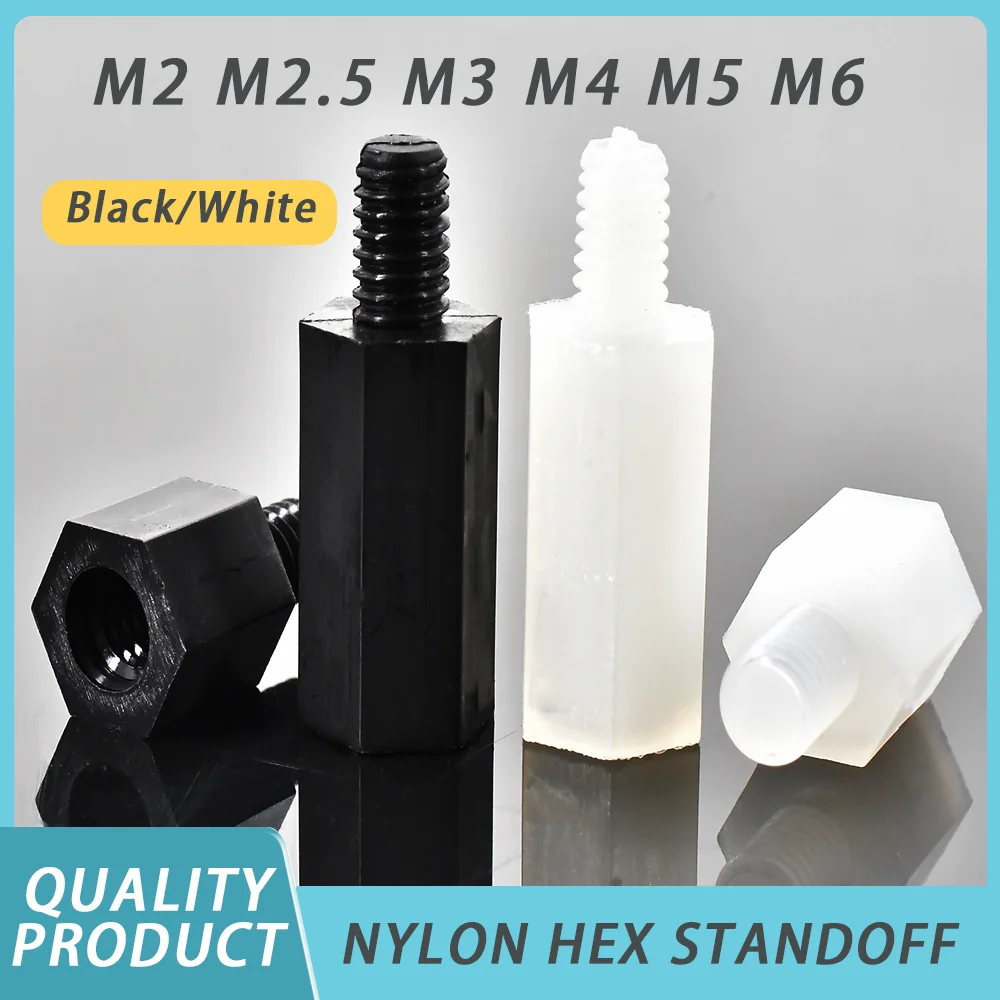 10-50pcs Black/White Nylon Hex Standoff Screw Column Bolt M2 M2.5 M3 M4 M5 M6 PCB Plastic Hexagon Motherboard Bolt Spacing Screw