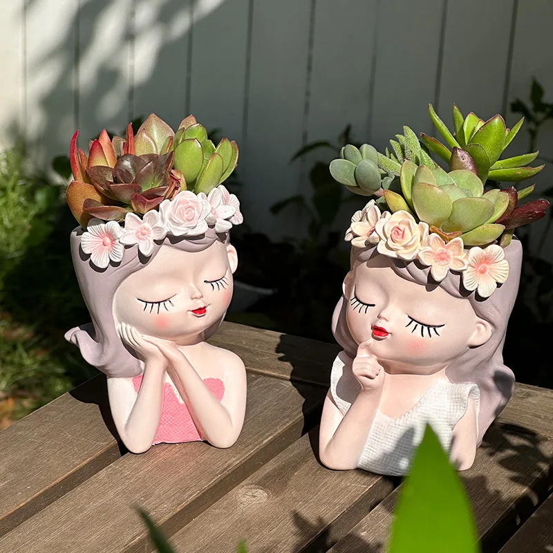 

Креативный сочный кашпо с головой феи, уникальный декор для балкона и сада, милый мини-пейзаж, подарок