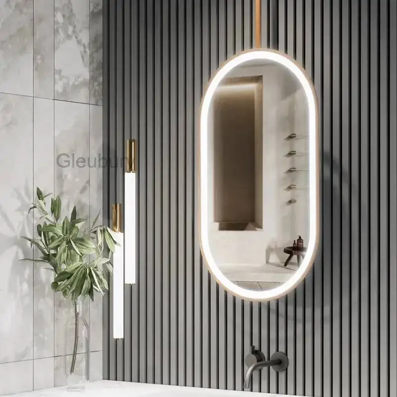 Oval Bathroom Mirror Led Light Wall Mounted Large Illuminated Shower Mirror Make Up Espejo Bano Aesthetic Room Decor EB5BM