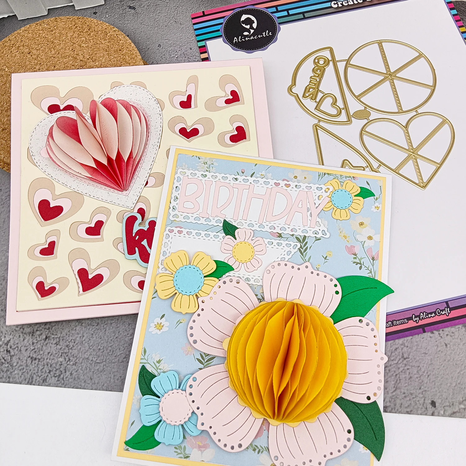 Runde & Herzförmige Pompon-Schneidform aus Metall für Geschenkpapier-Bastelarbeiten, Handgemachte Kartenherstellung, DIY Grußkarten, Scrapbooking