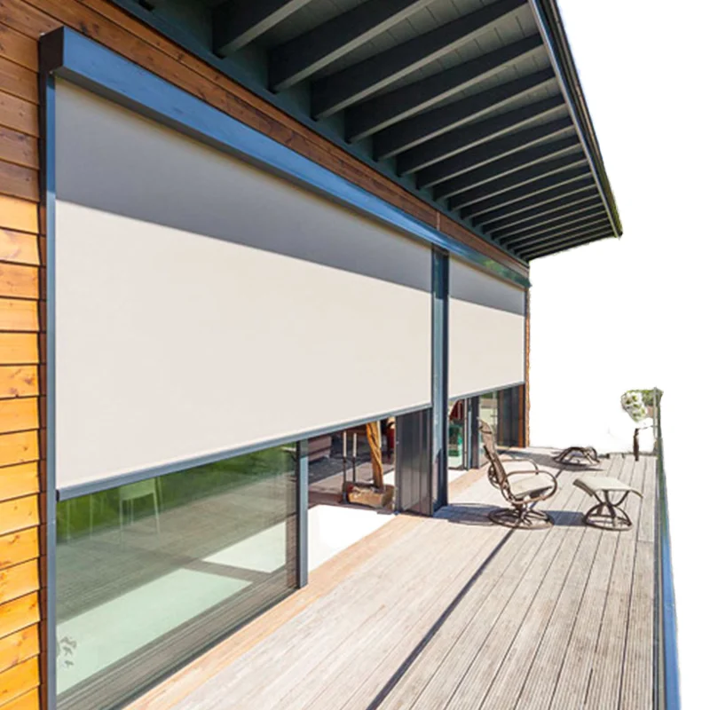 Electric Modern Horizontal Waterproof Motorized Built-in French Window Patio Screens Retractable Zip Screen Outdoor Curtain