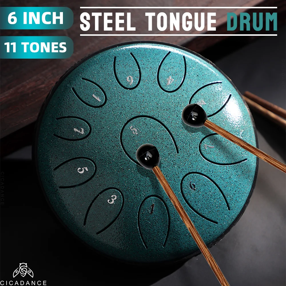 

6 inch 11-Tone Steel Tongue Drum D Key Music Drum Set with Drum sticks Bag Percussion Musical Instruments Gift For Kids Beginner