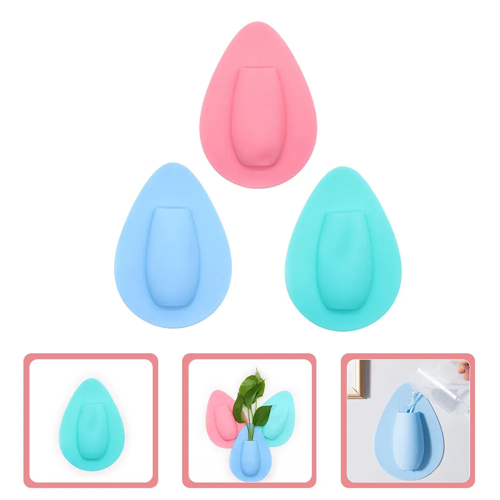 

3Pcs Flower Vase for Wall Mounted Sticky Silicone Planter Compact Design Ideal Gift for Family Friends Wall Flower Vase