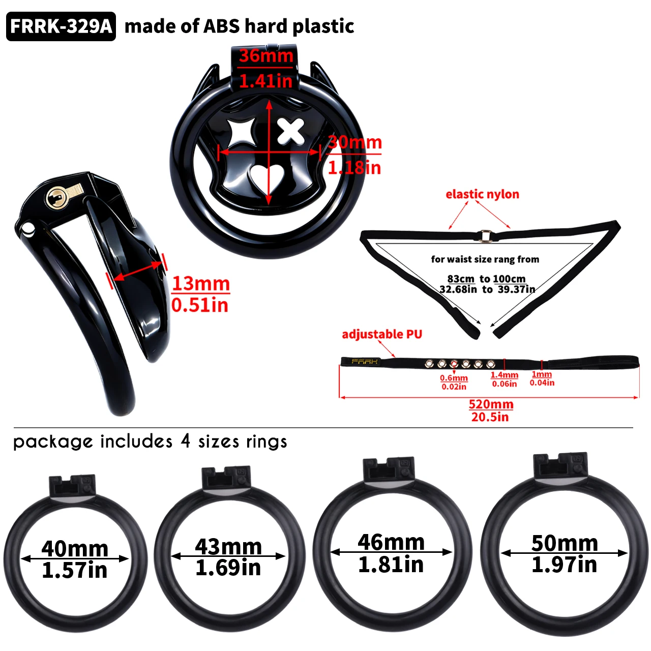 FRRK Premium Winged Devil Call Lightweight Compact Plastic Wearable Cock Lock Cage with 3-Way Bondage Strap for Men Gay BDSM Toy view 5