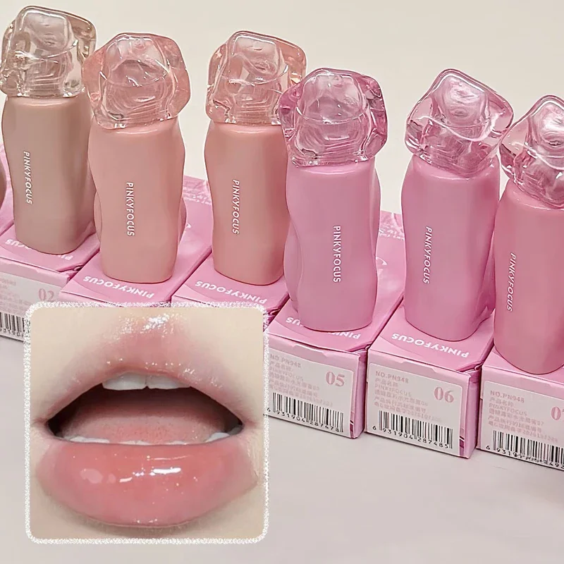 Pinkyfocus Lipstick Glossy Mirror Lip Gloss Hydrating Juicy Nude Lip Tint LongLasting Moisturizing Natural Daily Makeup Lipstick