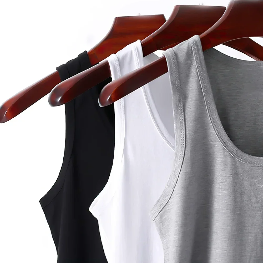 Vier Jahreszeiten Männer Reine Baumwolle Weste Jugend Fit Sport Fitness Unterhemden Mittleren Alters Casual Ärmellose Tank Top A-Shirt Unterwäsche