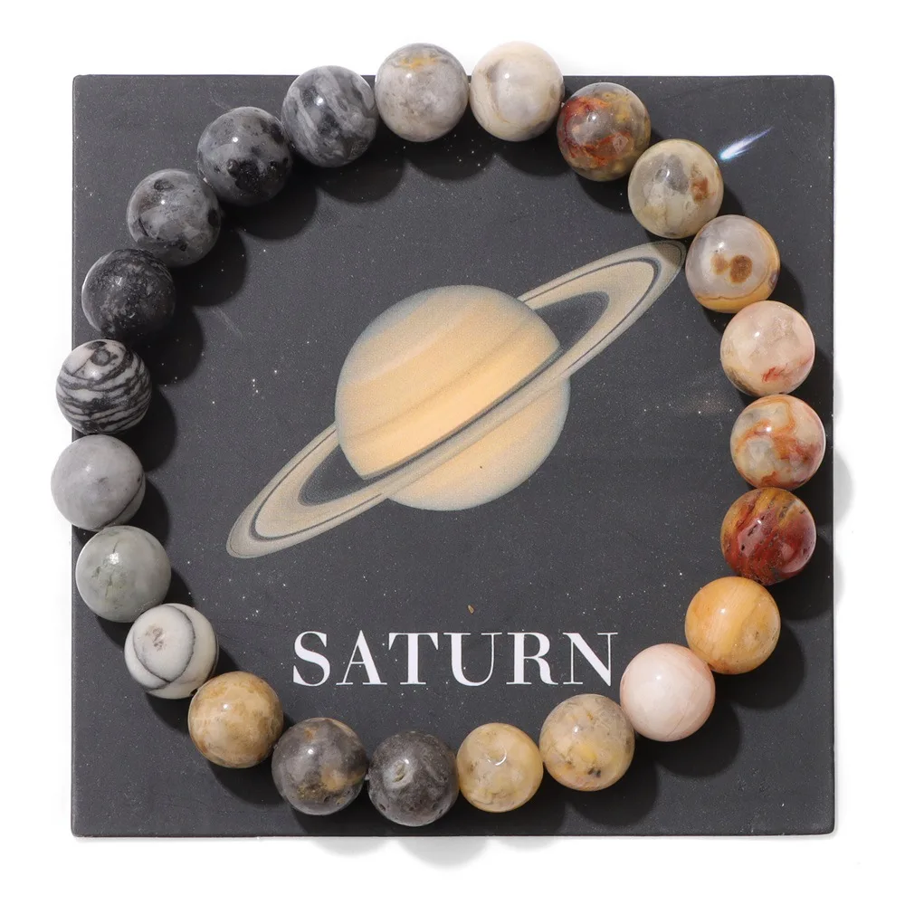 Sonnensystem-Planeten 8MM Perlenarmband für Herren, Handrosenkranz-Accessoires, Sonne-Mond-Erde-Seilarmband – Detail 3