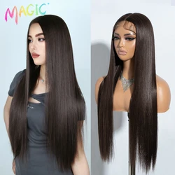 Magic Cosplay Wig Synthetic Lace Wig 30 Inch Long Straight Wigs Soft Rainbow Colorful Ombre Blonde Ginger Wigs For Women