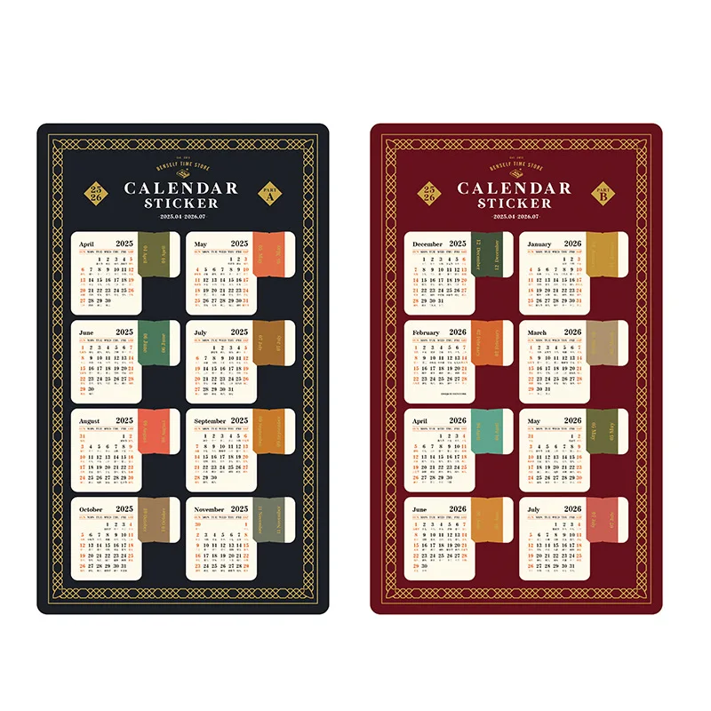 2025 2024 Calendar Stickers Annual Monthly Planner Label Tags Notebook Agenda Index Stickers Bookmark Notes Kawaii Stationery
