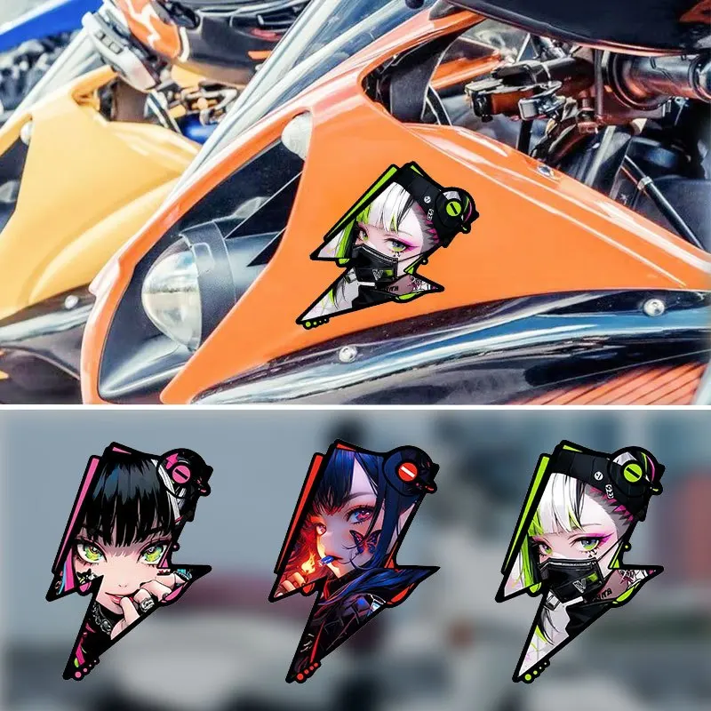1Pc JDM Anime Lightning Vinyl Decal for Motorcycle Side Panel Car Body Rear Bumper E-Bike Decor Sticker