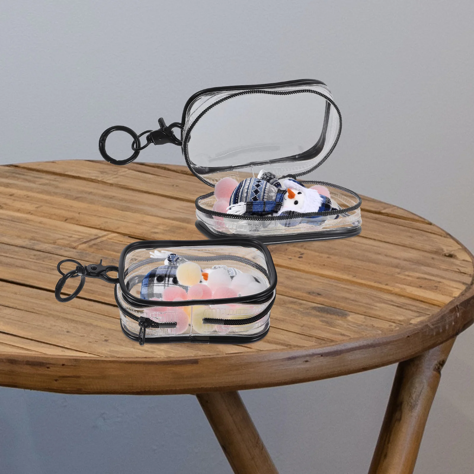 2 Sets Transparent Storage Bag Toys Display Boxes Keychain Model Case Figurine Plastic Clear Figure Travel