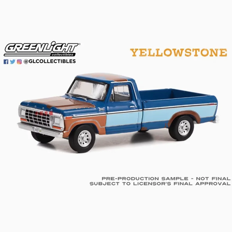 Greenlight Model Diecast 1:64 Scale 1978 Ford F-250-Yellowstone/1969 Ford F-250 Farm Alloy Car Model Boy Gift Toys