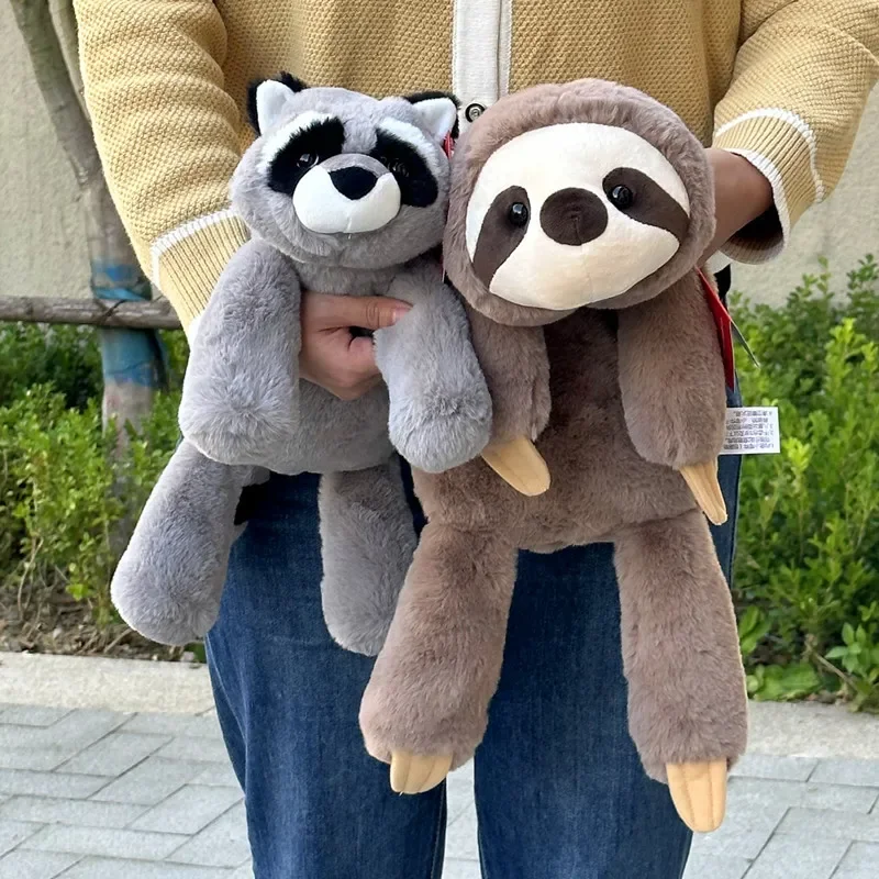 쪼그리고 앉는 나무 늘보 플러시 장난감 여우 작은 너구리 악어 인형 베개 어린이 생일 크리스마스 선물 스티치 카와이 박제 동물