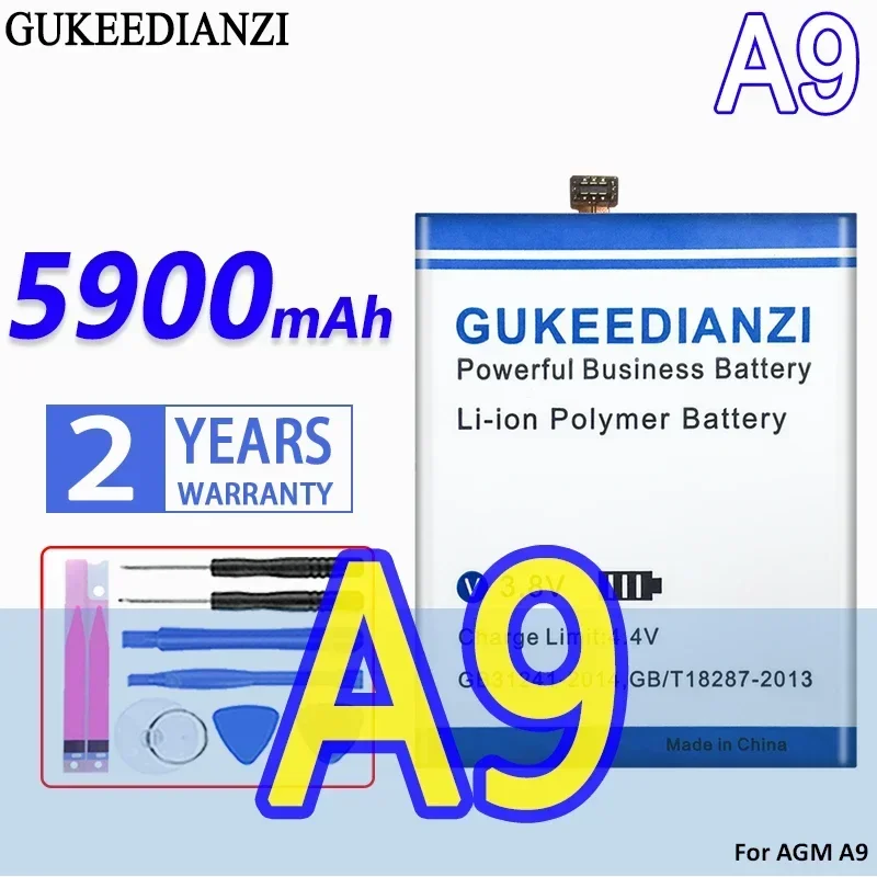

High Capacity GUKEEDIANZI Battery 5900mAh For AGM A9 Mobile Phone Batteries