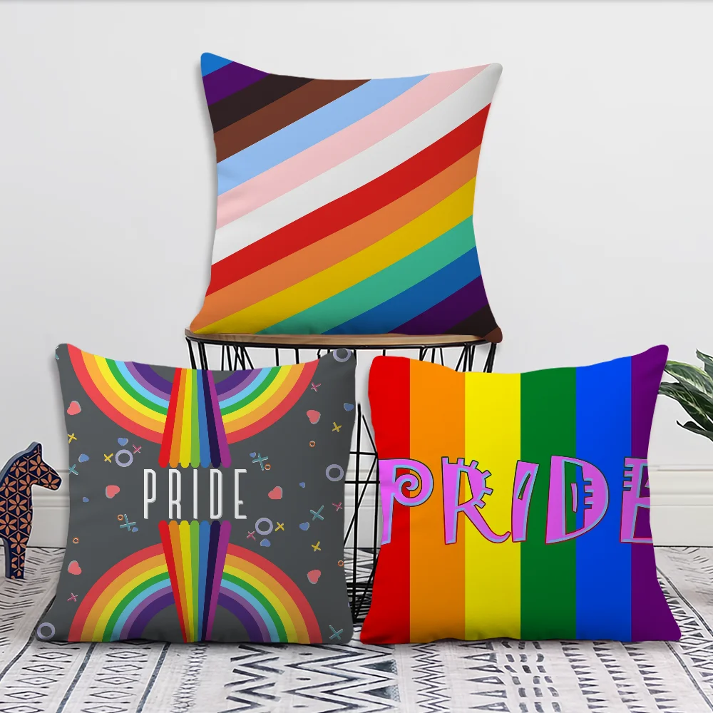 Homosexual Rainbow Flag Pillow Case Sofa Living Room Bedroom Headboard Backrest Cushion Square Cushion Nap Time