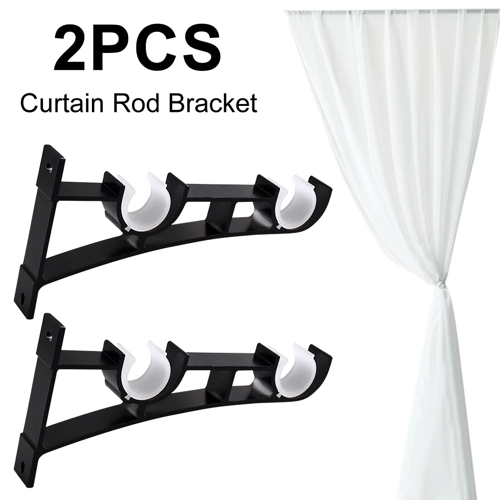 

2 шт. в упаковке двойных кронштейнов для карнизов из алюминиевого сплава, крючки для карнизов, опорная вешалка для драпировки, опора для настенных вешалок