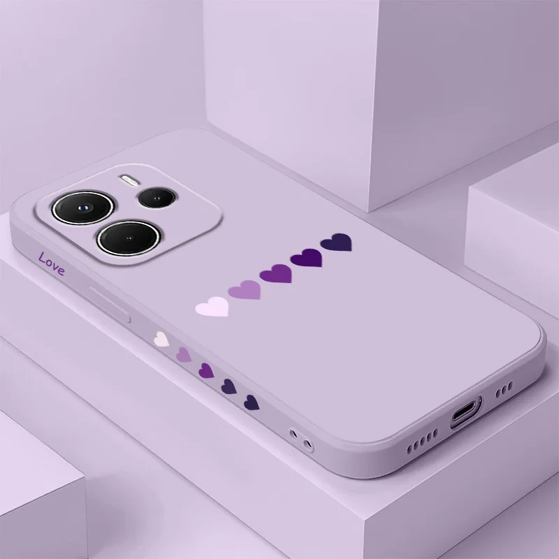 

Gradient Heart Phone Case For Xiaomi Redmi Note 14 13 12 12S 11 11S 10 10S 9 9S 14C Pro Plus 4G 5G Liquid Silicone Cover