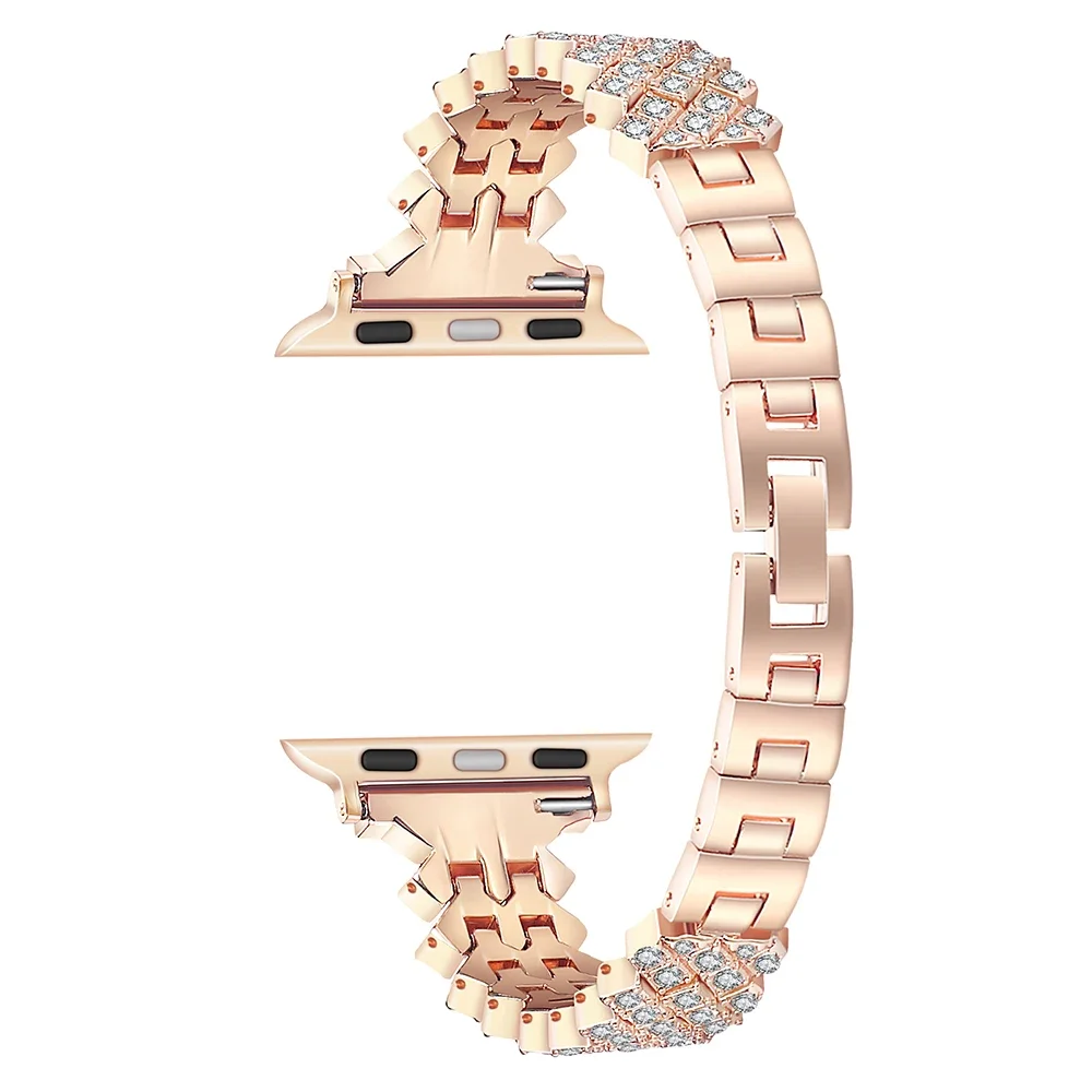 Correa de Metal + diamante para Apple Watch Ultra 3/2/1 11 10 9 8 7 6 5 4 SE3, pulsera de lujo IWatch 45mm 41mm 44mm 42mm 40mm 38mm