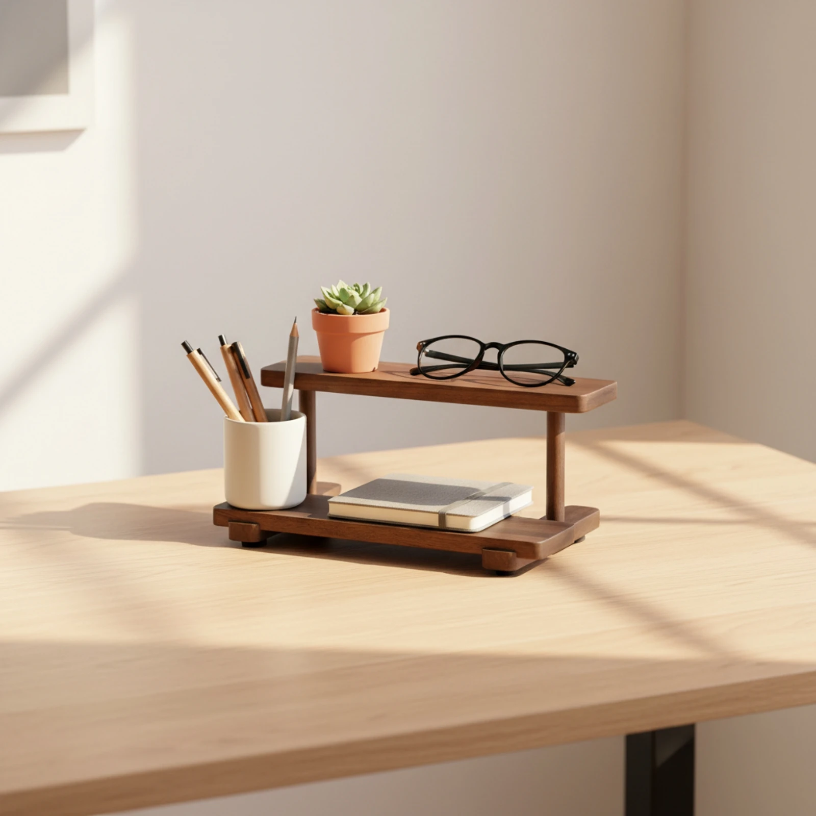 Desktop Shelf Organizer Space-Saving Two-Tier Rack Desktop Shelf Minimalist Display Stand Sturdy for Desk, Coffee Corner